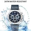 NAVIFORCE Original Men Quartz Watch Chronograph Mini Dial Calendar Date Leather Strap Luminous Hands 30m Waterproof Men Watch Gift NF8077