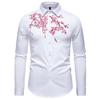 Spring and Autumn New High Quality Men's Floral Embroidered Long Sleeve Shirt Youth Cardigan