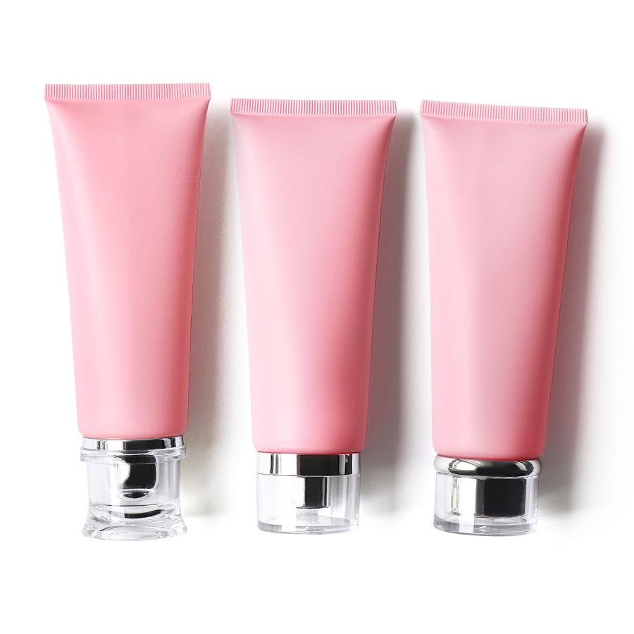 100g/ml Pink Frosted Soft Tube Bottle for Body Lotion, Facial Cleanser, Face Wash - Travel Size Cosmetic Packaging