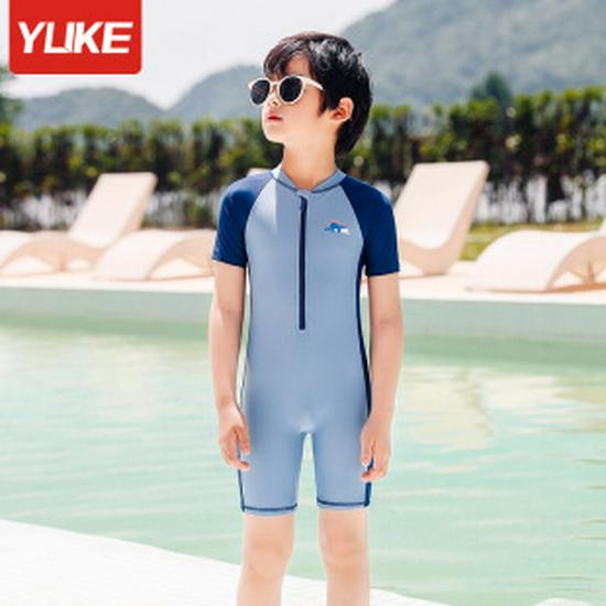 Kids' Split Swimsuit: Boys' Swimwear with Sun Protection - Trunks and Top for Swimming and Hot Springs