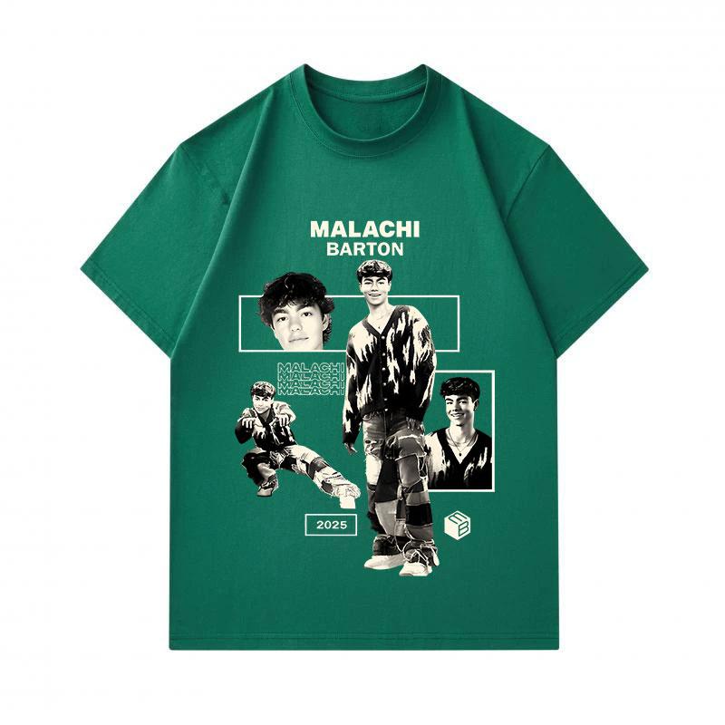 T-shirt Homme 100% Coton Col Rond Manches Courtes, Malachi Barton Rétro Vintage Impression Graphique Décontracté Confortable Quotidien pour 2025 Mode de Rue L
