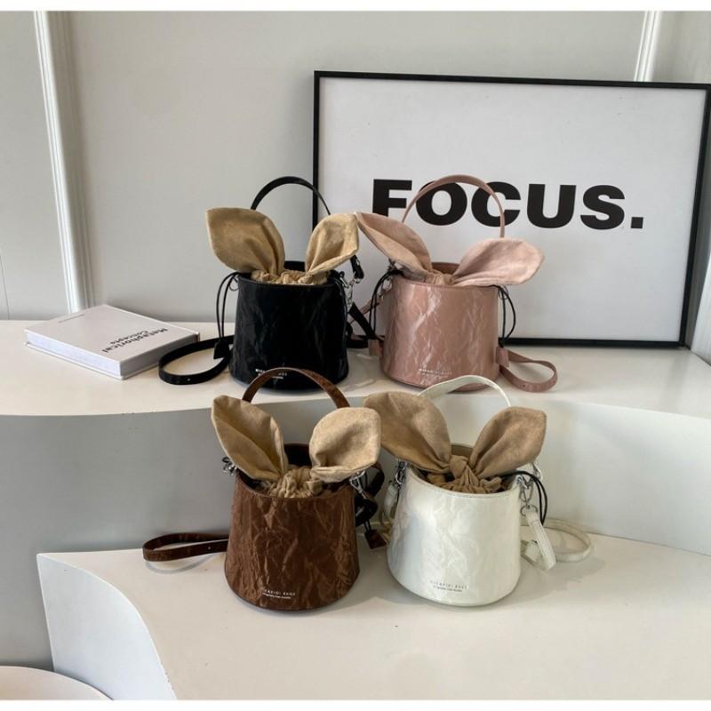 IELGY Korean Fashion Handbag, Retro Contrasting Color Bucket Bag, Shoulder Messenger Bag