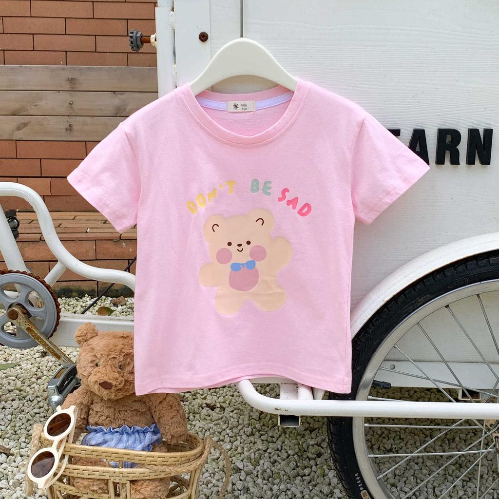 Girls' Casual Short-sleeved T-shirt Summer Children's Cotton Base Shirt