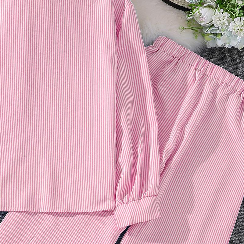 Toddler Teen Boys Girls Spring Striped Outfit Set Sizes 130-170cm