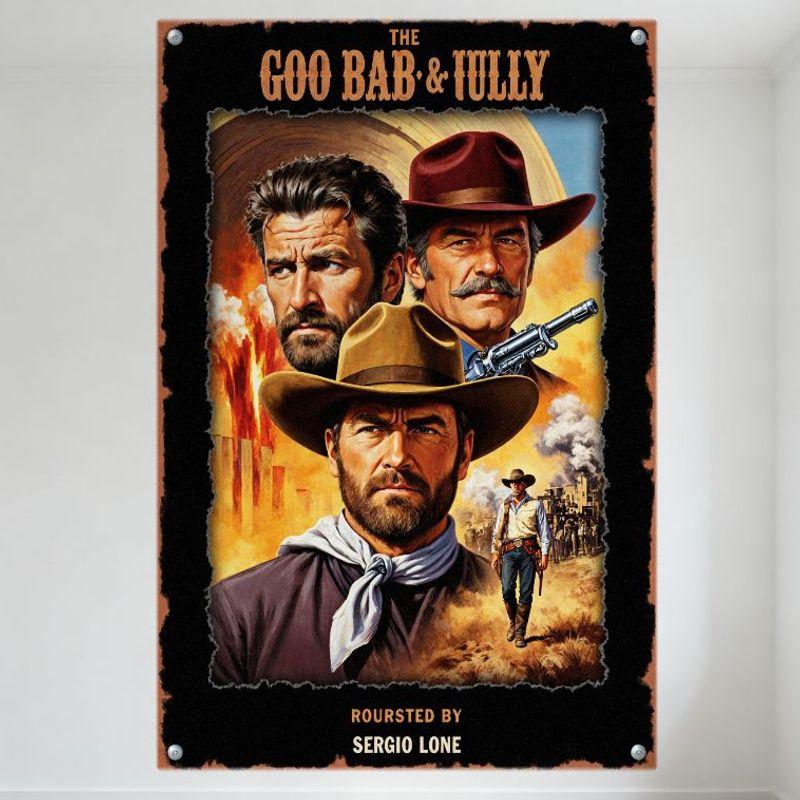 Винтажная металлическая жестяная вывеска «The Goo Bab & Tully» для вестерна, состаренная металлическая текстура, настенная табличка в рамке для мужской комнаты, бара, домашнего декора 20x30cm（7.8x11.8inch）