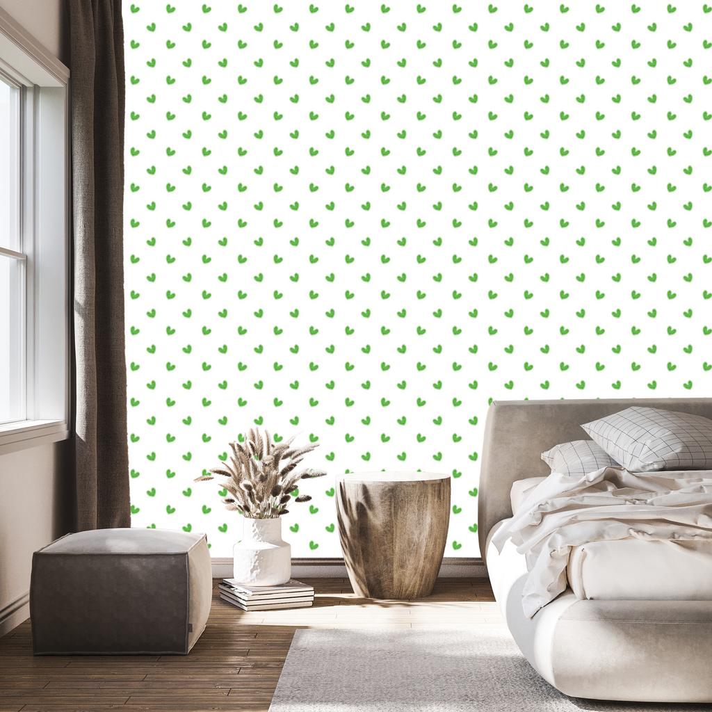 Heart Wallpaper White, Mint and Green 50x1000