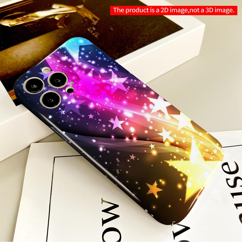 2DFlat Starry Galaxy Gradient Phone Case All inclusive film hard phone case, compatible with iPhone 18 Pro Max 17 16 15 14 13 12 11