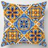 Multi Ethinic Geometric Floral Cushion Case Vintage Blue Porcelain Print Sofa Throw Pillows Case Polyesterlinen Home DecorB-,