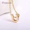 Gold Plated Brass Metal Initial 26 Letters Pendants Pendants Necklace For Women Jewelry Accessories Thin Chain Necklaces Female