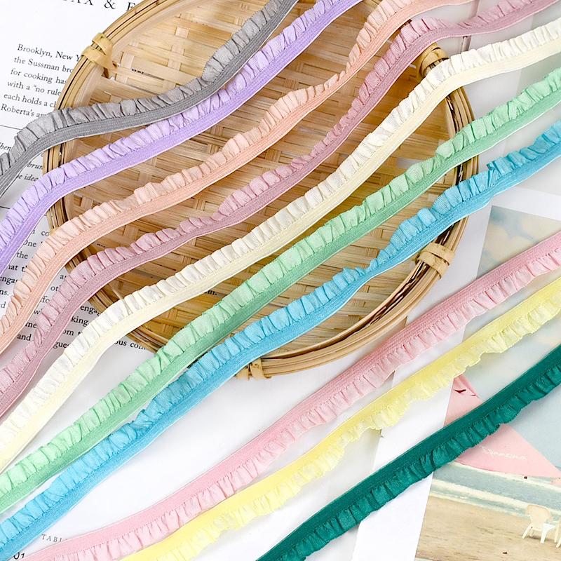 5-30Meters Meetee 10mm Elastic Bands Garment Stretch Ruffled Lace Trim Hairband Rubber Tapes DIY Clothing Sewing Accessories