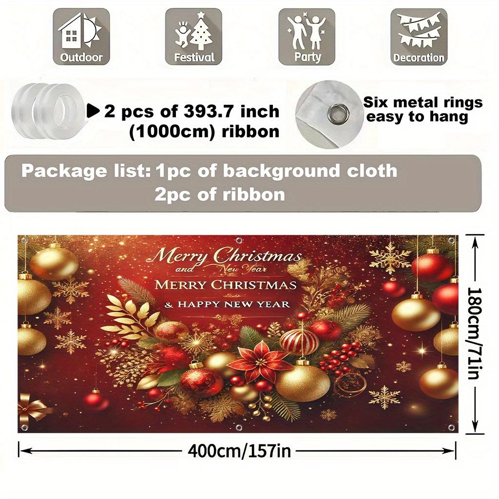 2D door banner, 1 piece Christmas New Year background banner, suitable for party birthday holiday decoration