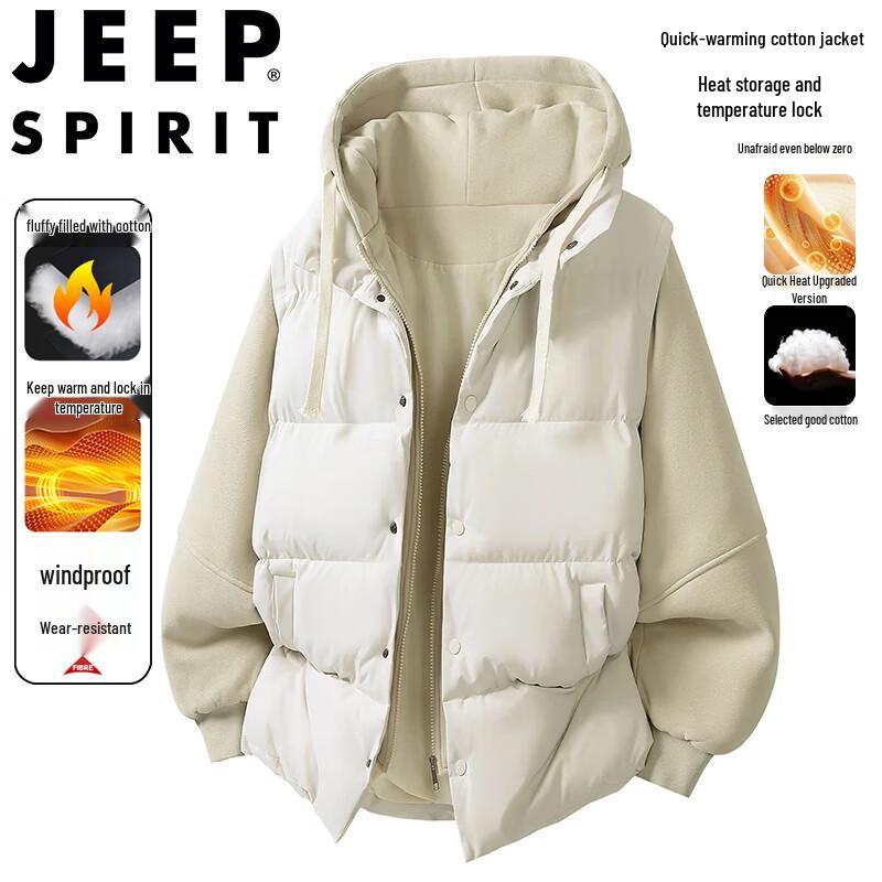 JEEP SPIRIT Men's Hooded Cotton Padded Jacket