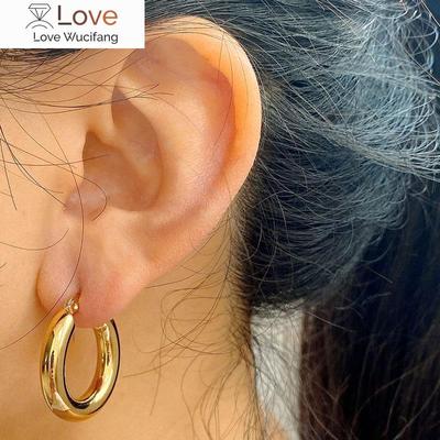 Surgical Steel Gold Tone Women Chunky Hoops Earrings Gift Fashion Jewelry Stainless Wives Round Smooth Thick Hoop 20mm