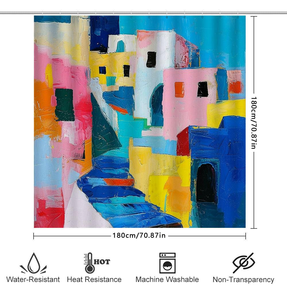 Handmade Shower Curtain Modern Artistic Pattern With Soft Pastel Colors For Bathroom Decorations.