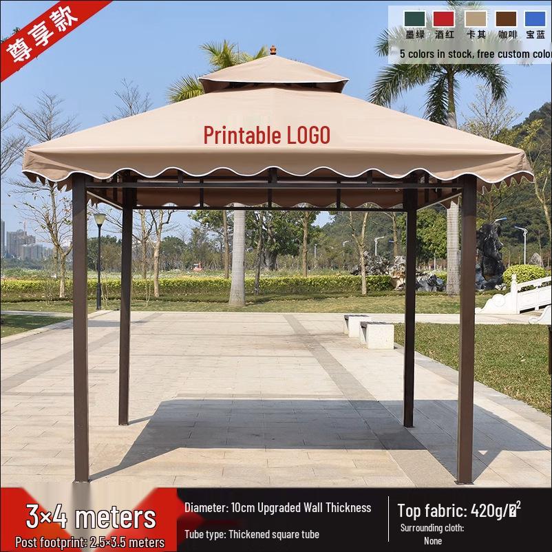 Wrought Iron Outdoor Gazebo Pavilion Canopy for Courtyard, Balcony & Rooftop Garden – Sunshade & Rain Shelter