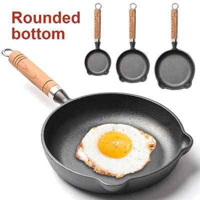 4/6/7.8 Inch Cast Iron Frying Pan Non Stick Fry Pan with Double Drip-Spouts Chefs Pan Omelette Pan for Indoor & Outdoor Use