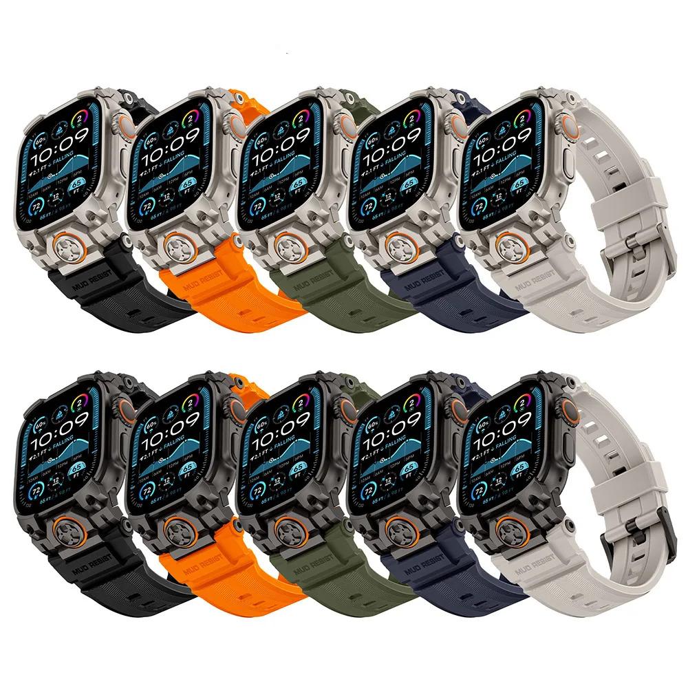 Men Silicone Band for Apple Watch Ultra 3 2 1 49mm Sports Wrist Band for Iwatch 49mm Ultra Bracelet Metal Connector Watchband