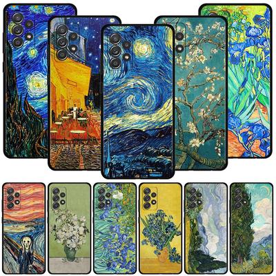 ואן גוך Starry Sky Art כיסוי לסמסונג גלקסי A51 A71 A41 A31 A11 A01 A72 A52 A42 A32 A22 A21s A02s A12 A02 מארז שחור מעטפת