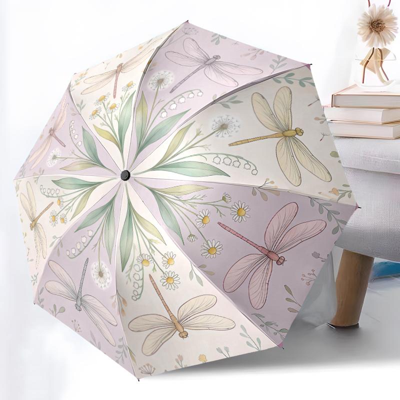 1pc Sturdy 8-Bone Auto Umbrella, Pale Marine Turtle Dolphin Umbrella, Digital Printed, Foldable Umbrella for On-the-Go Outdoor Use
