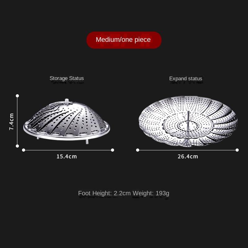 HANYANG 304 Stainless Steel Folding Steamer Tray Steam Rack Steam Drawer Telescopic Lotus Fruit and Vegetable Tray Draining Tray