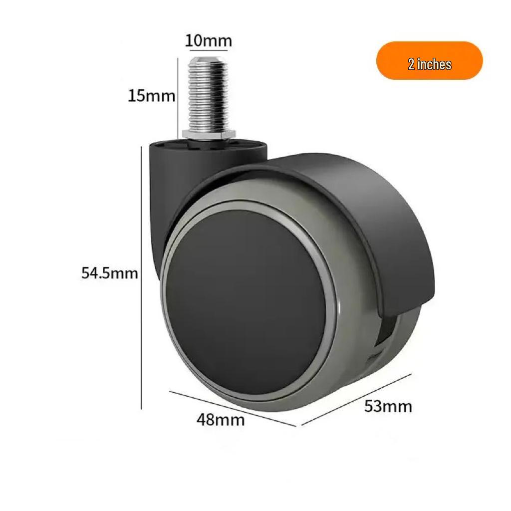 2-Inch Silent PU Office Chair Casters for Executive and Boss Chairs - Thickened Swivel with Circlip Universal Design