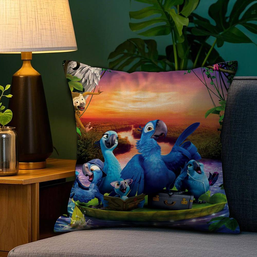 R-Rio A-Adventure Pillow Case Plush Linen Soft Double Sided Printed Design Throw Cushion Decorative Home