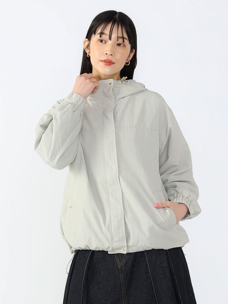 Beams Heart Light Grey Nylon Hoodie Blouson Women's (Sizes S-M)