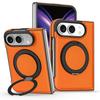 Wireless Charging Magnetic Leather Phone Cover for Iphone Ultra Iphone Fold Ring Stand Phone Case Anti Fall Bumper Case