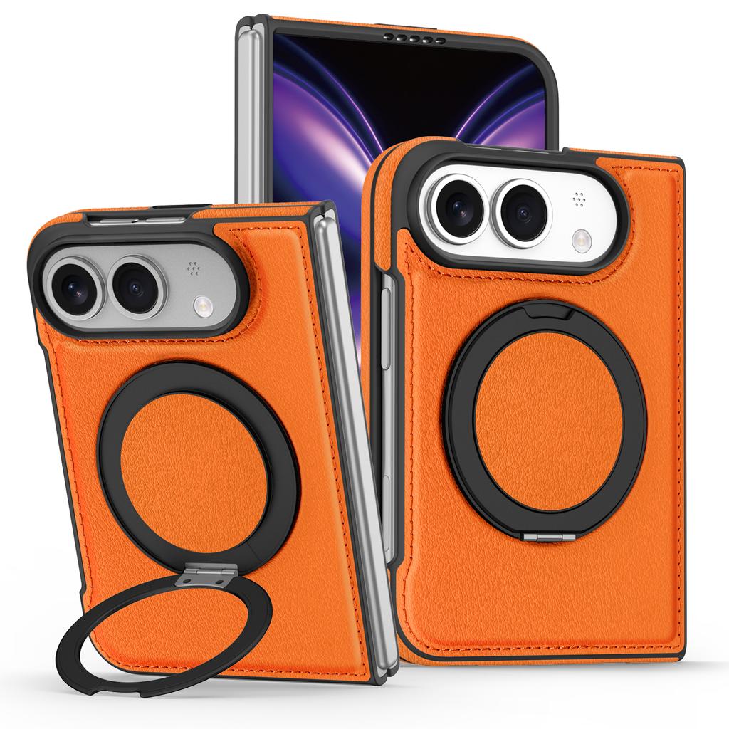 Wireless Charging Magnetic Leather Phone Cover for Iphone Ultra Iphone Fold Ring Stand Phone Case Anti Fall Bumper Case