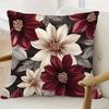 Federa per Cuscino Floreale Vintage Bordo Bordeaux Stampata su Entrambi i Lati Stampa Fiore di Dalia Boho Morbida Federa per Cuscino da Arredo per la Casa Regalo