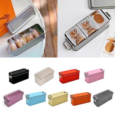 New With Lid Tinplate Box Durable Material With Buckle Rectangular Iron Box Rectangular Shape High Quality Iron Box Food Storage