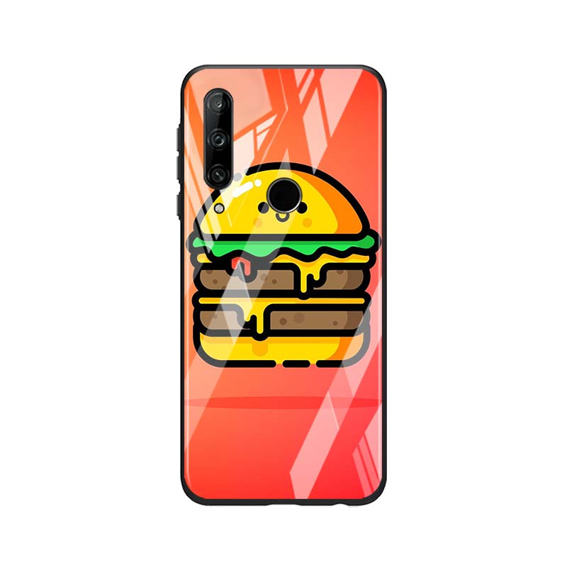 Gehärtetes Glas Neue Shell Luxusabdeckung Köstlicher Hamburger für Honor 30 20 10 9X 8X Pro Plus Lite Telefonhülle
