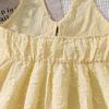 Girls' Fashionable Outfit - Summer Children's Casual V-neck Collarless Sleeveless Frilled Edge Top and Shorts Set