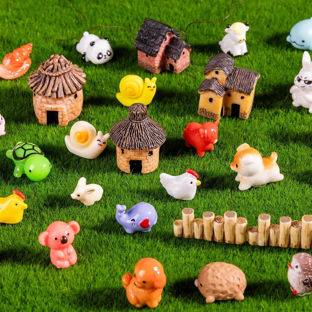 41Pcs Mini Resin Animal Figures Little Miniature Animal for Micro Fairy Garden Landscape Accessories Dollhouse Crafts Decor
