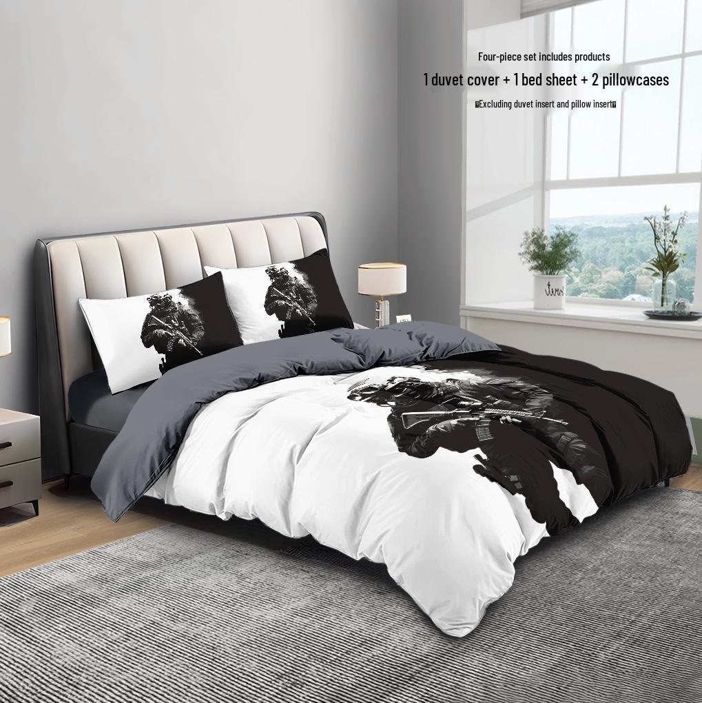 Call of Duty Gaming-Themed Four-Piece Duvet and Bedding Set for Boys' Dorm Room