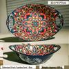 Blue Bohemian Porcelain Microwave-Safe Rice Bowl and Plate Set