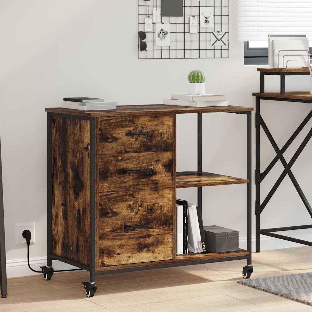 Cabinet with Charging Station Smoked Oak 76 x 41 x 72 cm