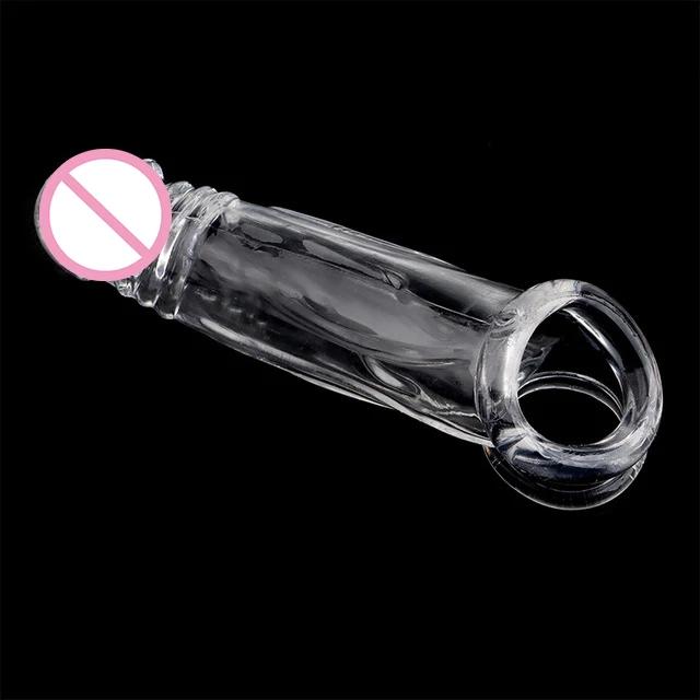 Adult Sex Toy Extension Reusable Condom Penis Sleeve Male Penis Enlargement Time Delay Dildo Clit Massager Cover Cock Condoms