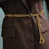 Fashion Letter Decoration Women Casual Gold Metal Waist Chain For Daily Wear