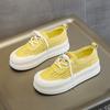 Zapatillas para Mujer Primavera y Verano 2025 Nuevas de Color Sólido Casual Versátiles Transpirables Malla de Cuero Zapatos de Mujer con Suela Gruesa