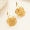 Vintage Golden Double-Layer Hollow Flower Hoop Earrings For Women Fashion Geometric Dangle Drop Earrings Daily Wear Jewelry