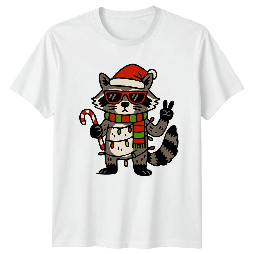 Raccoon Christmas Holidays Unisexs TShirt Unisexs Tee Graphic Unisex Top Festive S