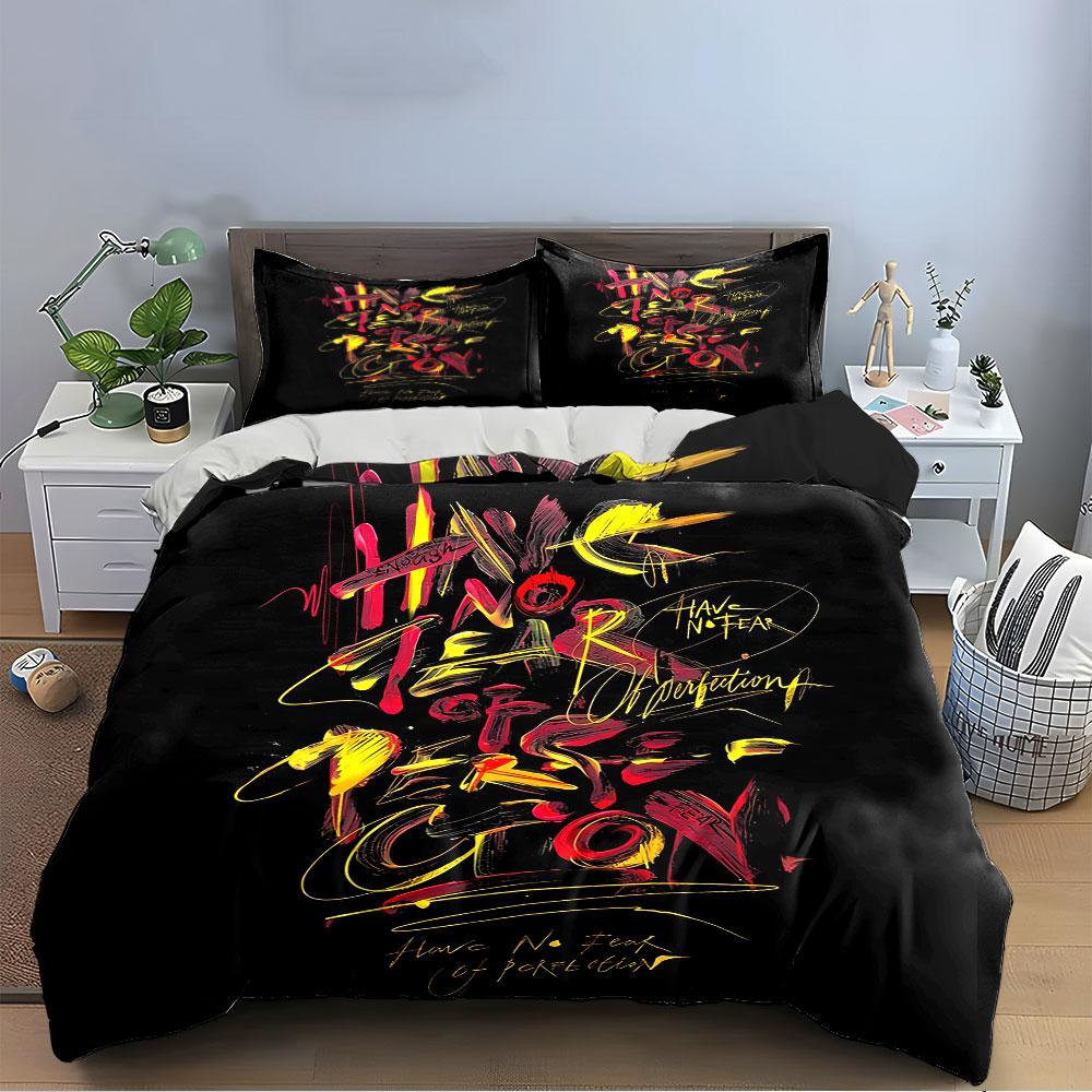 No Fear of Perfection Print Bedding Duvet Cover Set Duvet Cover Pillowcases (1*Duvet Cover 2*Pillowcases, Without Duvet Insert)