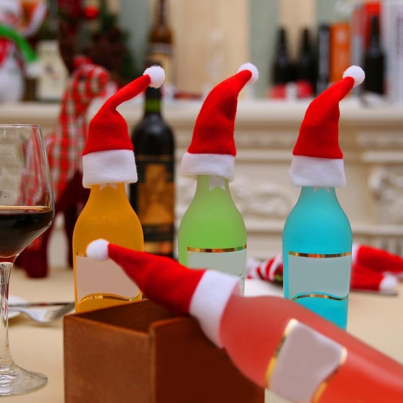 30pcs Mini Christmas Santa Hats Kitchen Tableware Silverware Holders Accessories
