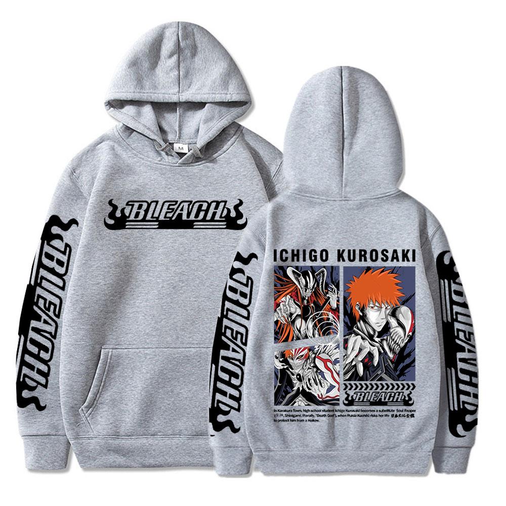 Hot Anime Bleach Kurosaki Ichigo Graphic Printed Hooded Men Women Manga Hoodies Loose Casual Sweatshirt Harajuku Male Streetwear
