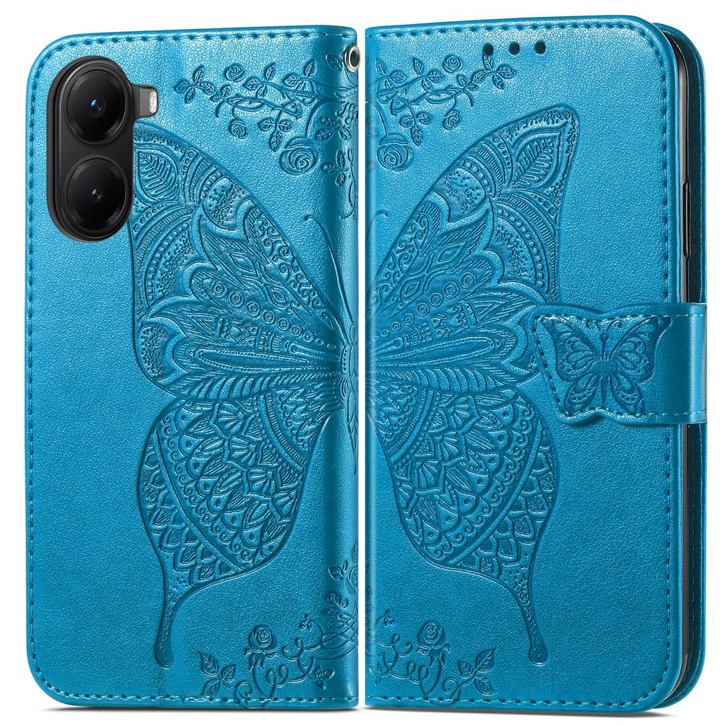 For Xiaomi Redmi Turbo 4 5G/Xiaomi Poco X7 Pro 5G Case with Strap Butterfly Pattern PU Leather Wallet Phone Cover