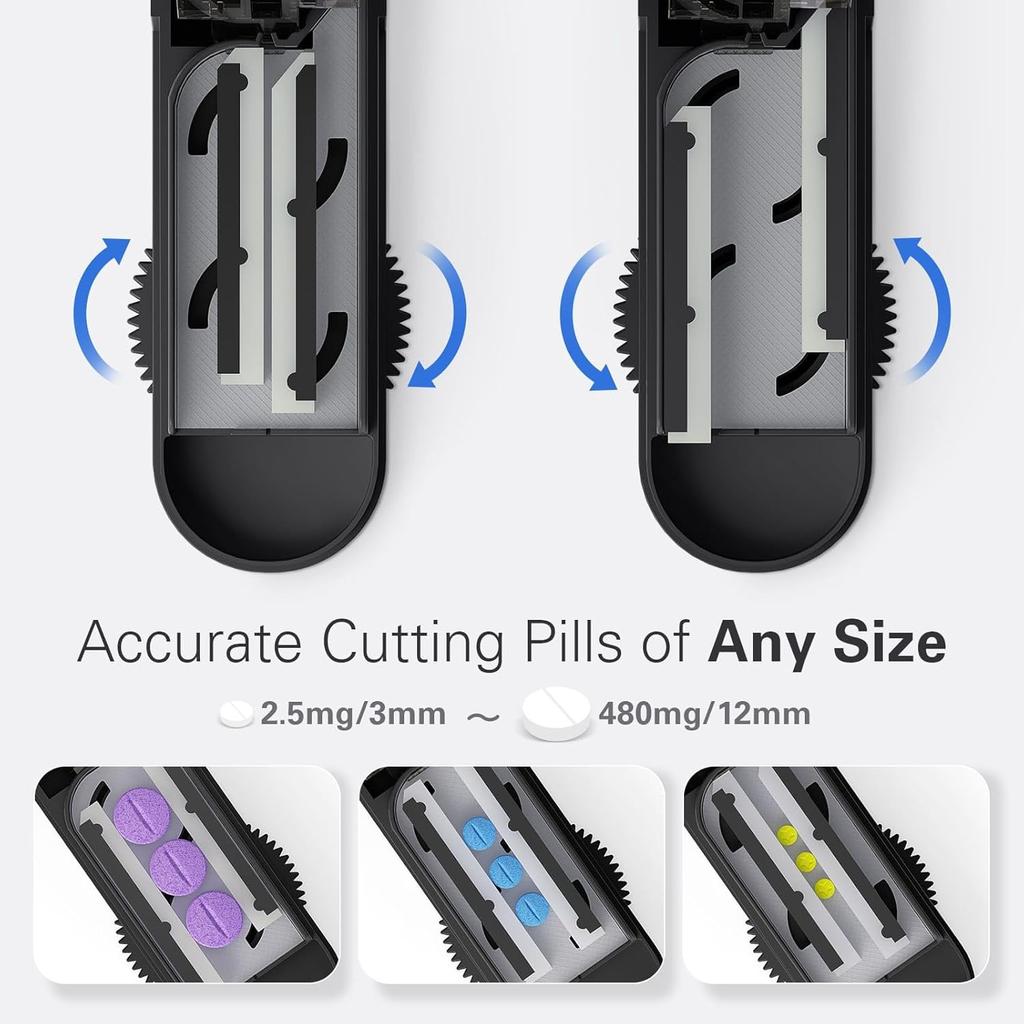 Pill Cutter Splitter for Small and Tiny Pills, Pill Cutter for Cutting Multiple Pills At a Time In Half, with Hidden Sharp Stainless Steel Blade