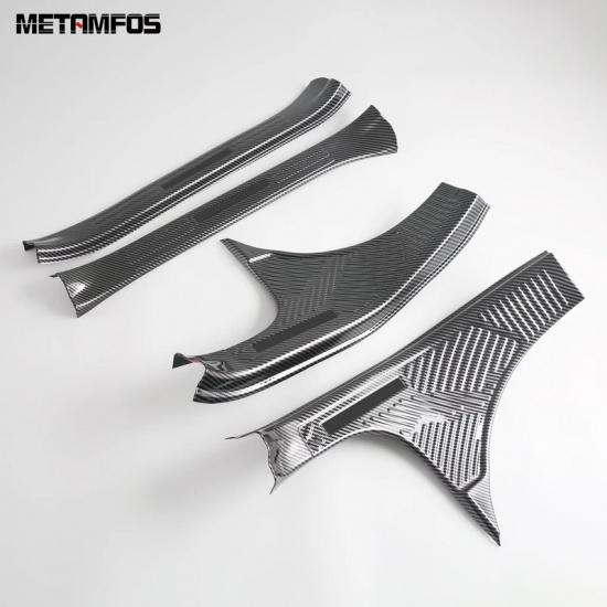 For Subaru Forester 2025 2026 Carbon Fiber Interior Exterior Door Sill Scuff Plate Welcome Pedal Entry Guard Car Accessories
