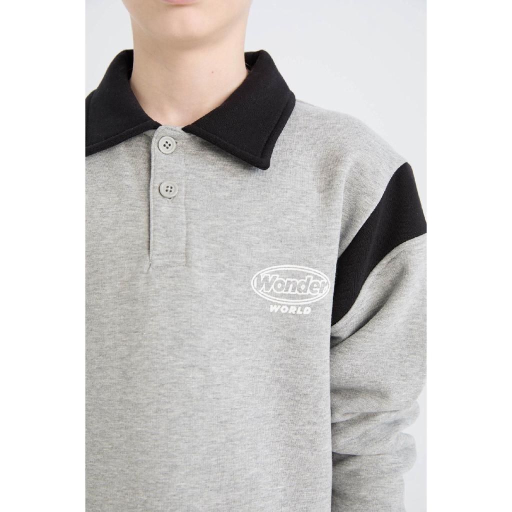 Boy 2 Piece Polo Yaka Printed Thick Sweatshirt Waist Totage Paas Tire Tracksuit Six