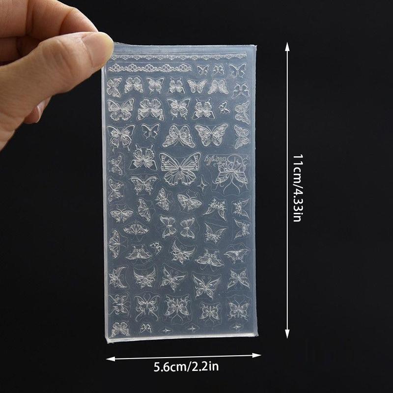 Silicone Nail Accessories Carving Mold Dragon Pattern Phoenix Butterfly Mould Stamping Plate Nails Stencils Diy Manicure Tools